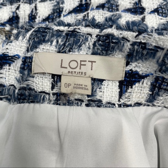 Loft Tweed Blue Pocket Skirt Sz 0 Petite - Picture 5 of 10